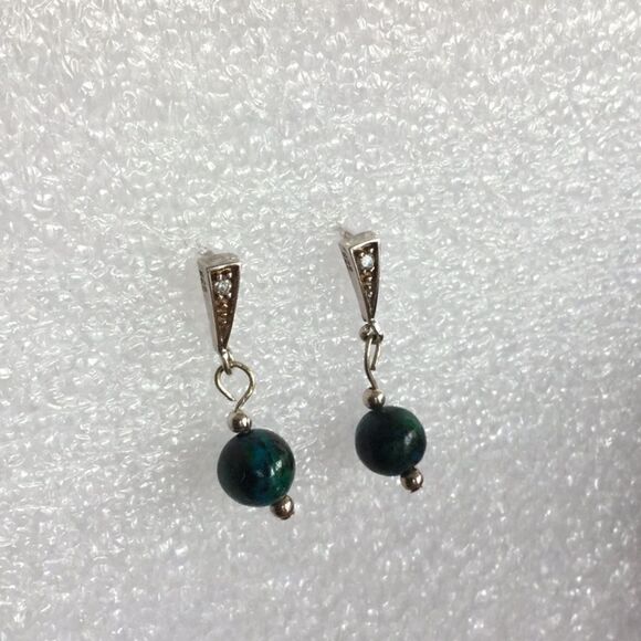 Malachite  and sterling earrings - Picture 1 of 3